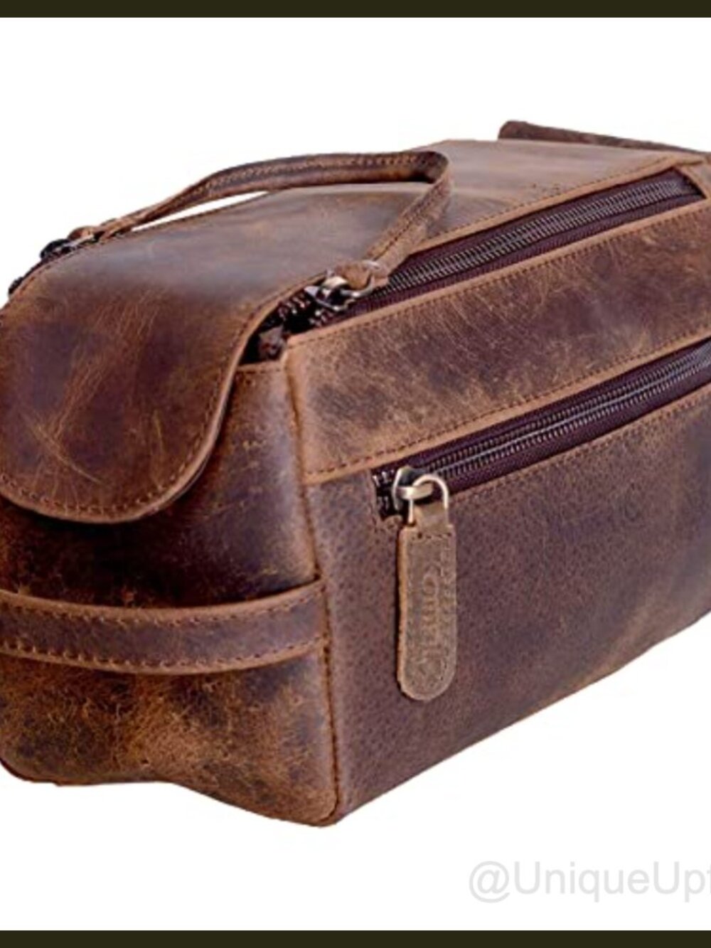 Buffalo Leather Toiletry Bag Travel Dopp Kit Water Resistant YKK Zip Unisex